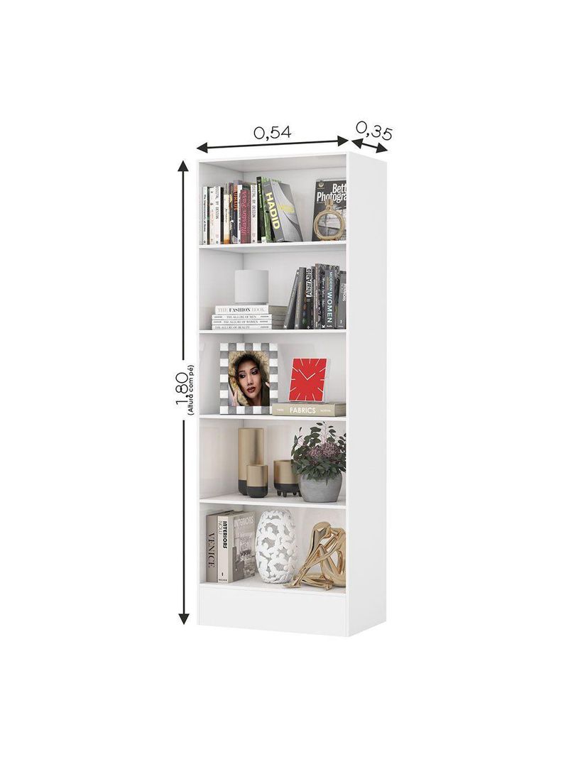 Estante Clarice 180cm Em Mdp Carioca Móveis Branco
