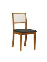 4 Cadeira Estofada Linho Madeira Maciça Rubi Encosto Em Tela chumbo