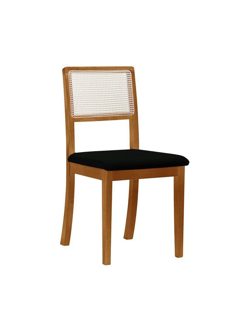 Kit 4 Cadeiras De Jantar Estofada Veludo Rubi Madeira Maciça preto