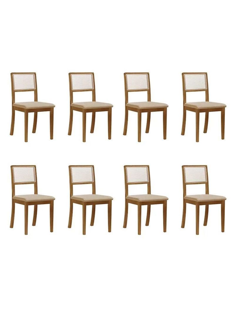 Kit 8 Cadeira Estofada Jantar Rubi Linho Madeira Maciça chumbo