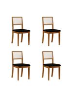 Kit 4 Cadeiras De Jantar Estofada Veludo Rubi Madeira Maciça preto