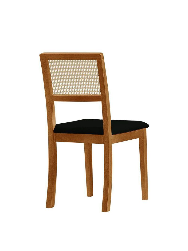 Kit 4 Cadeiras De Jantar Estofada Veludo Rubi Madeira Maciça preto