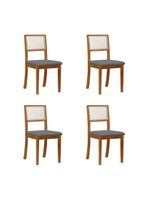 Kit 4 Cadeiras De Jantar Estofada Veludo Rubi Madeira Maciça cinza