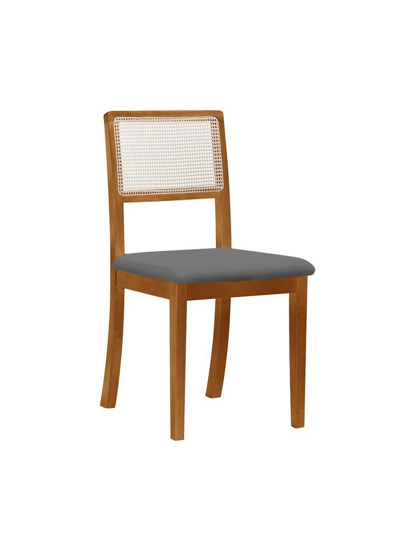 Kit 4 Cadeiras De Jantar Estofada Veludo Rubi Madeira Maciça cinza