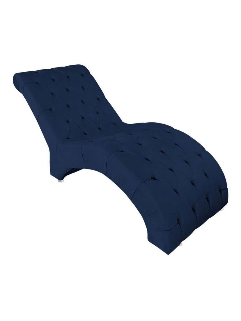 Recamier Divã Espreguiçadeira Para Sala Cliníca Aline Veludo Azul Marinho