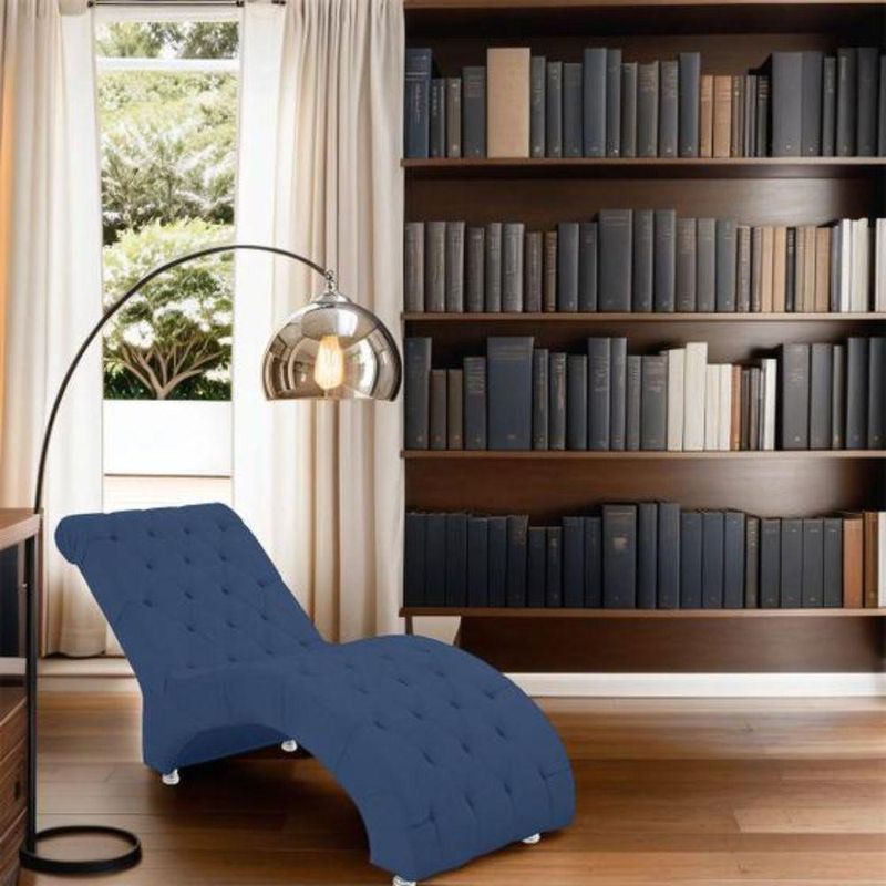 Recamier Divã Espreguiçadeira Para Sala Cliníca Aline Veludo Azul Marinho