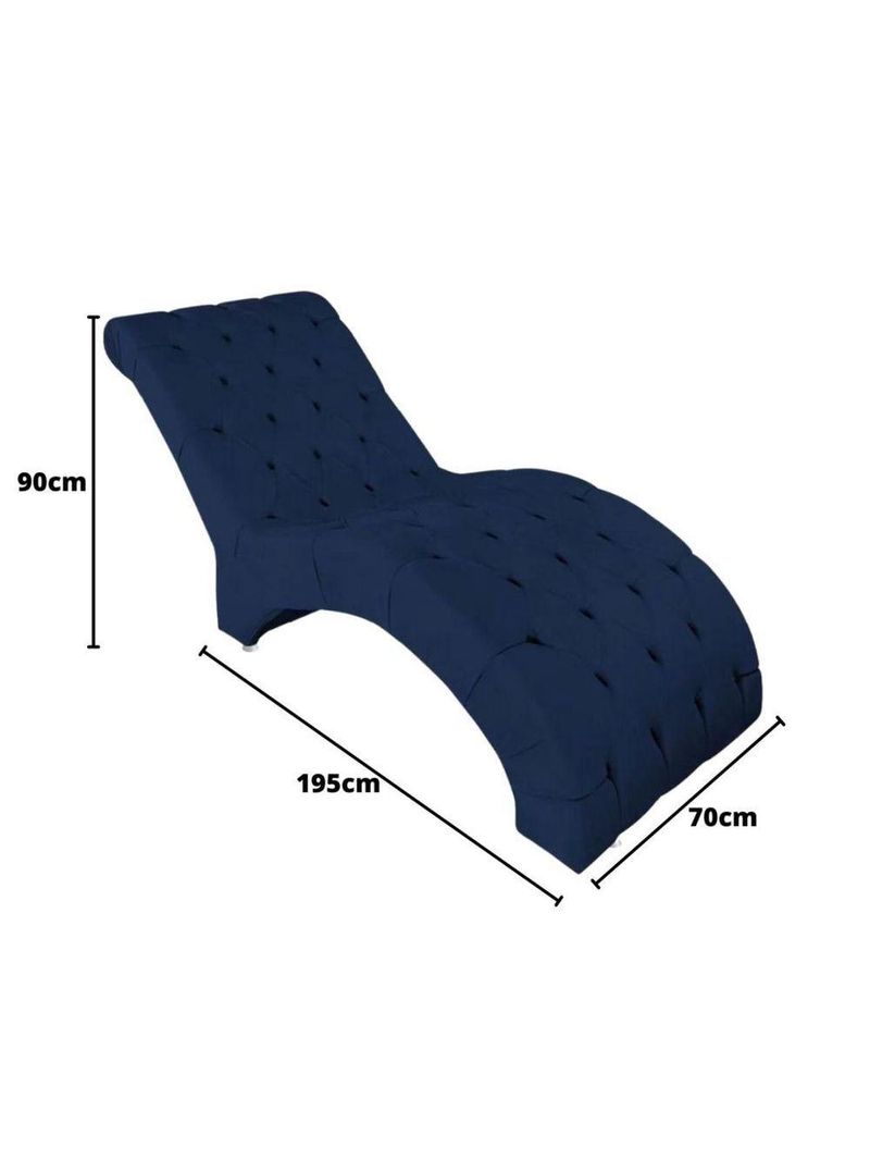 Recamier Divã Espreguiçadeira Para Sala Cliníca Aline Veludo Azul Marinho