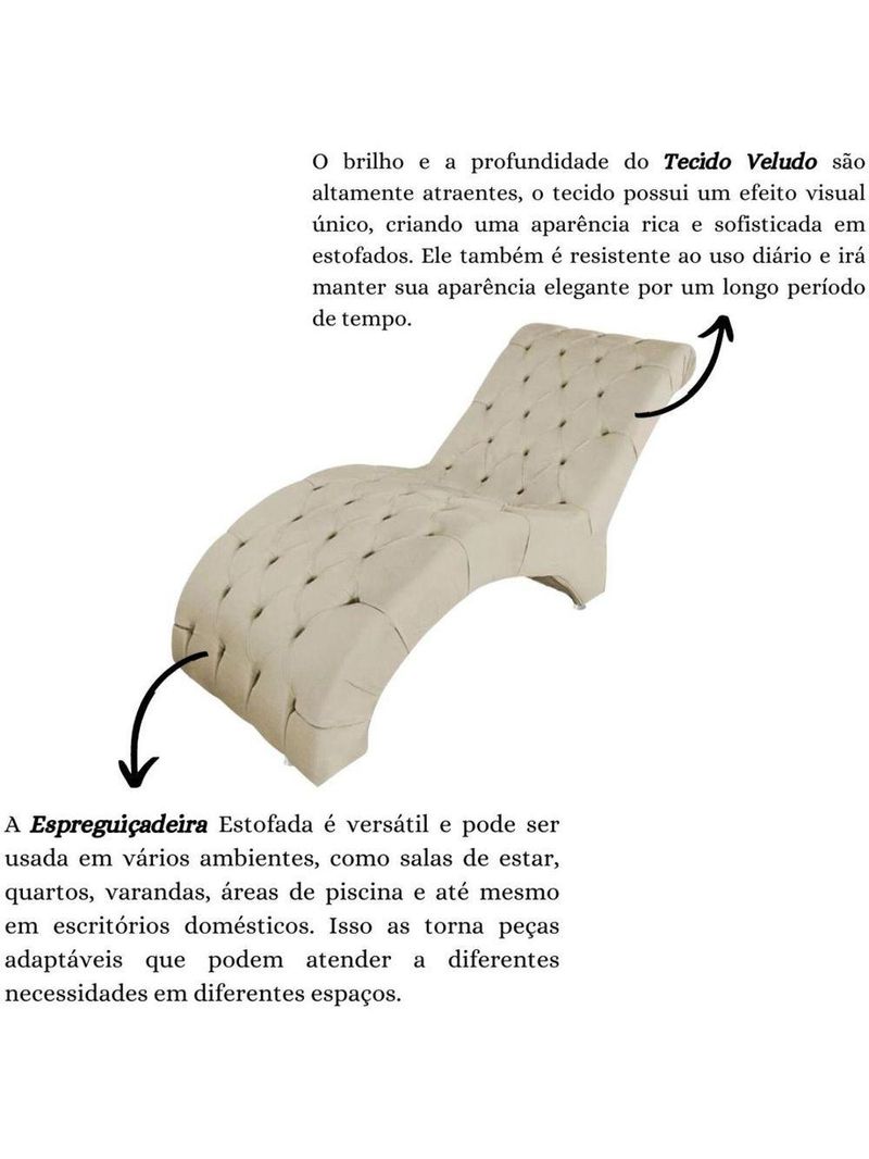Recamier Divã Espreguiçadeira Para Sala Cliníca Aline Veludo Bege