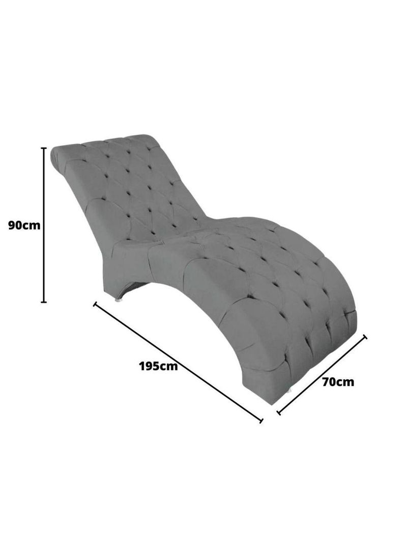 Recamier Divã Espreguiçadeira Para Sala Cliníca Aline Veludo Cinza