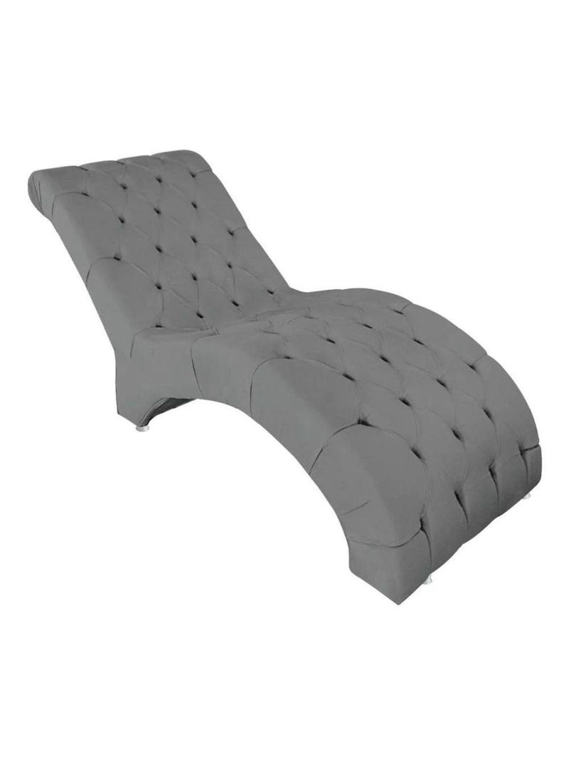 Recamier Divã Espreguiçadeira Para Sala Cliníca Aline Veludo Cinza