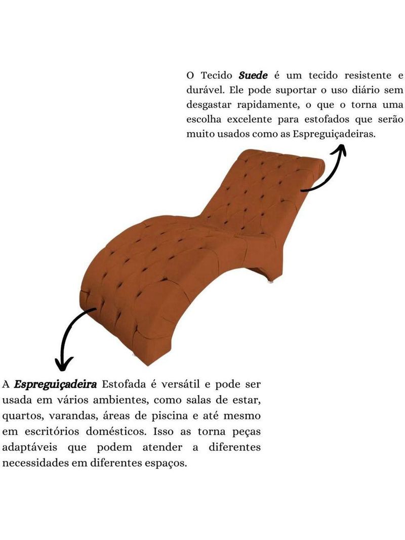 Recamier Divã Espreguiçadeira Para Sala Cliníca Aline Suede Terracota