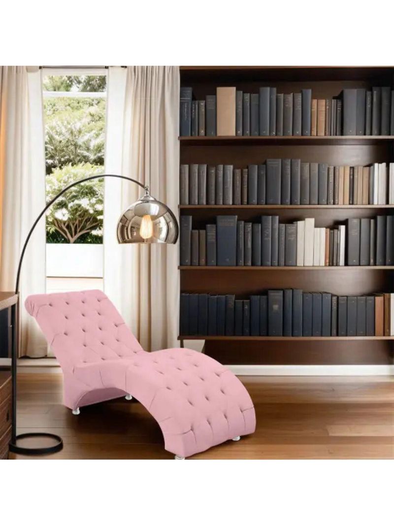 Recamier Divã Espreguiçadeira Para Sala Cliníca Aline Suede Rosê