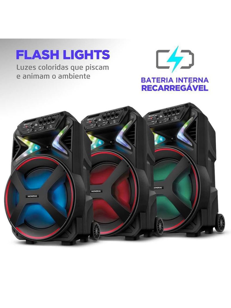 Caixa amplificada mondial cm-400 com bluetooth, usb e rádio fm - 400w