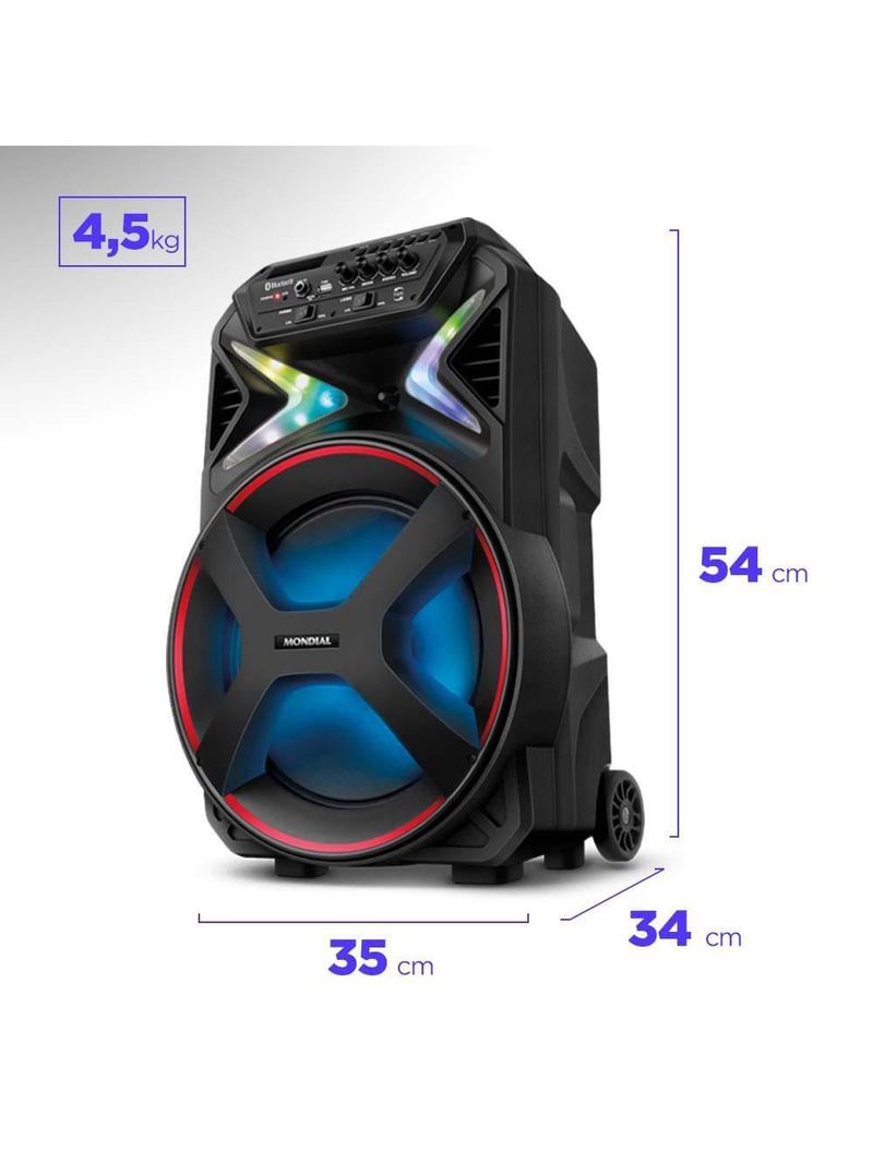 Caixa amplificada mondial cm-400 com bluetooth, usb e rádio fm - 400w