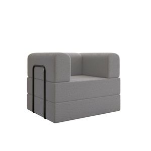 Poltrona Decorativa Berlim Modular Sala Linho Para Sala linho Cinza