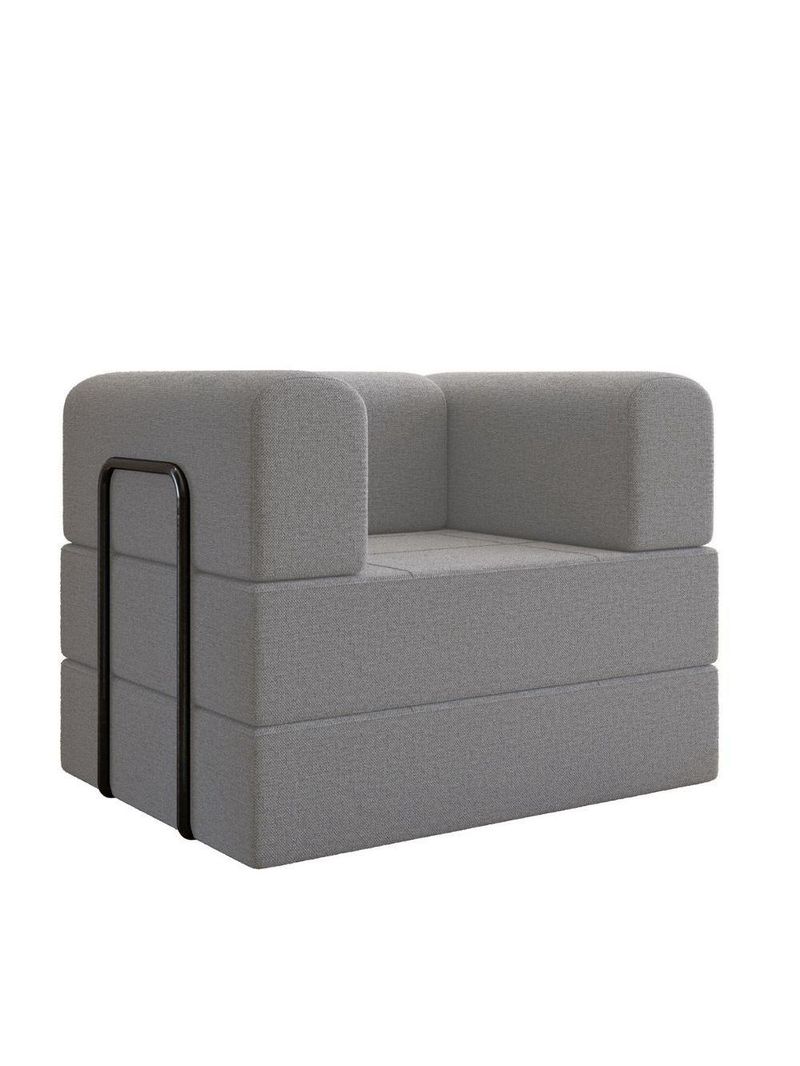 Poltrona Decorativa Berlim Modular Sala Linho Para Sala linho Cinza