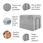 Poltrona Decorativa Berlim Modular Sala Linho Para Sala linho Cinza