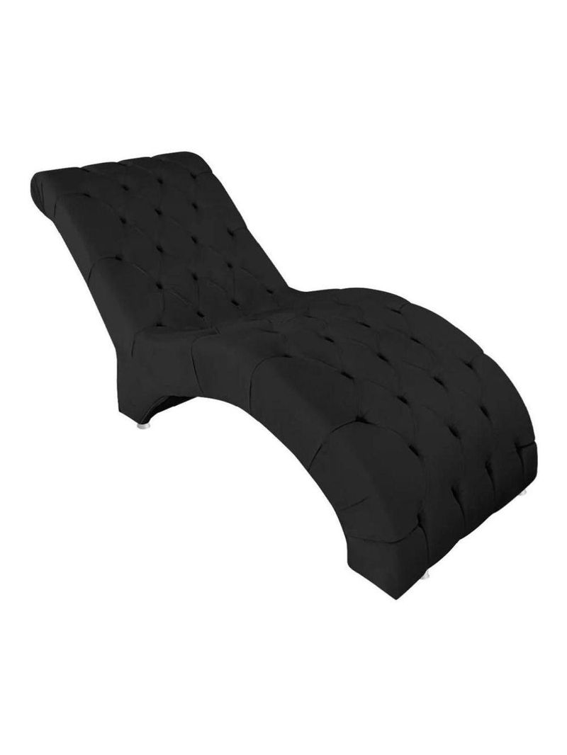 Recamier Divã Espreguiçadeira Para Sala Cliníca Aline Suede Preto