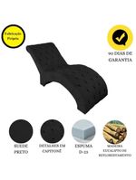 Recamier Divã Espreguiçadeira Para Sala Cliníca Aline Suede Preto