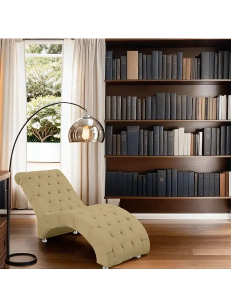 Recamier Divã Espreguiçadeira Para Sala Cliníca Aline Suede Bege