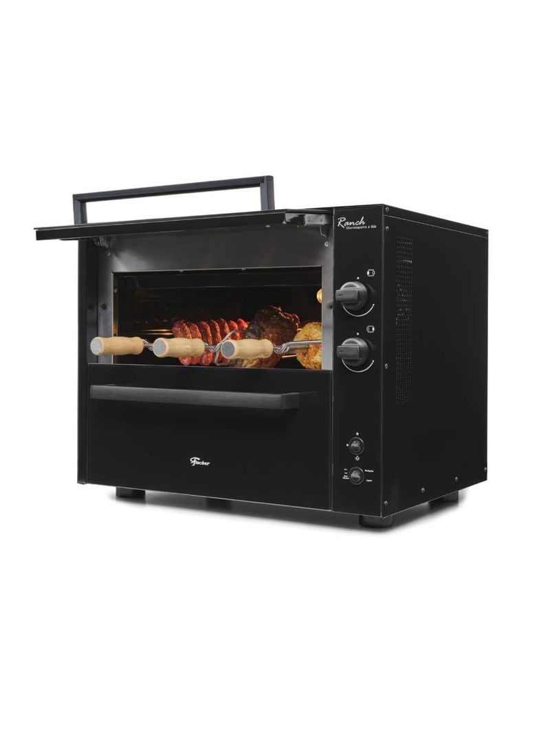 Churrasqueira a Gás de Bancada Fischer Ranch Grill 03 Espetos Preta Bivolt (36160-101656)