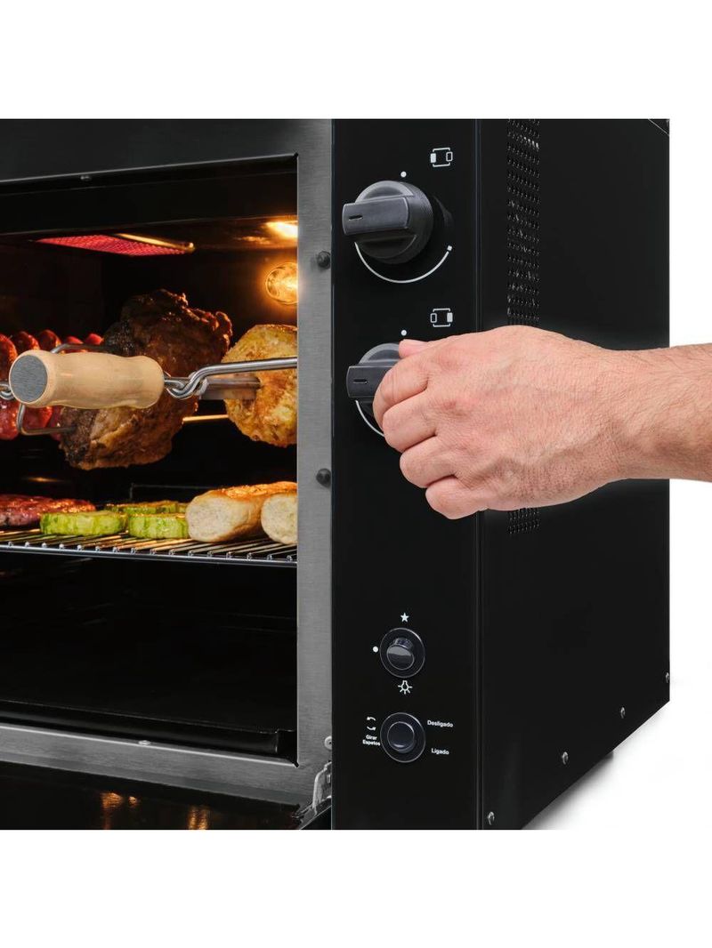 Churrasqueira a Gás de Bancada Fischer Ranch Grill 03 Espetos Preta Bivolt (36160-101656)