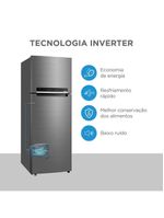 Geladeira Frost Free Duplex 394L Inverter Inox Midea MDRT533EVD462 220V