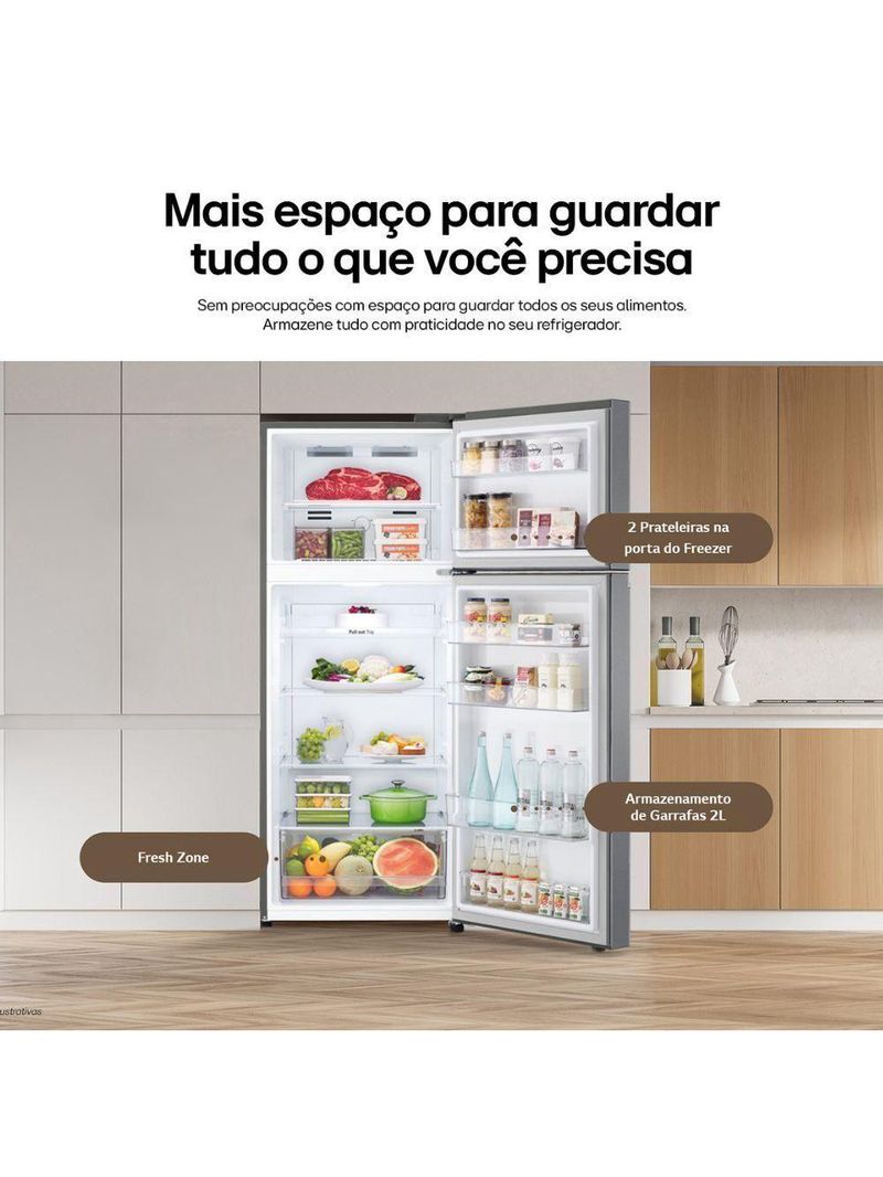 Geladeira LG Frost Free Inverter 395L GN-B392PLMB Inox 110V