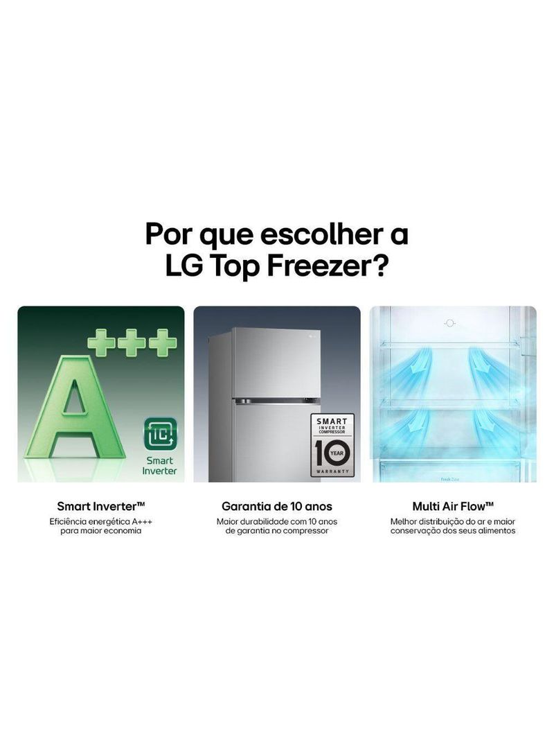Geladeira LG Frost Free Inverter 395L GN-B392PLMB Inox 110V