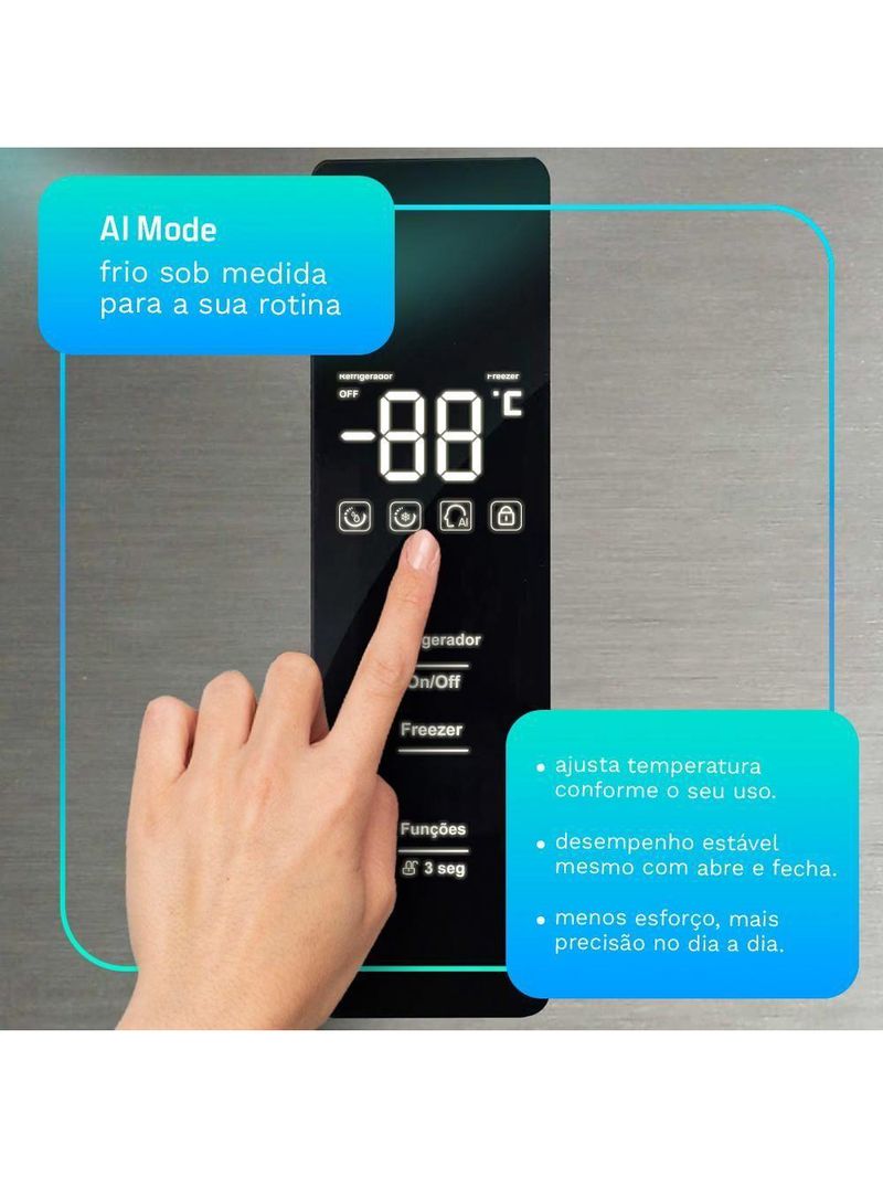 Geladeira Refrigerador HQ Frost Free Inverter Multidoor 426 Litros Inox HQ-426MDFF 110V