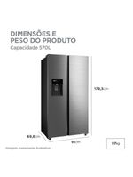 Geladeira Midea Side By Side Dispenser água E Gelo Inverter Inox 570L MDRS761MYD462 220V
