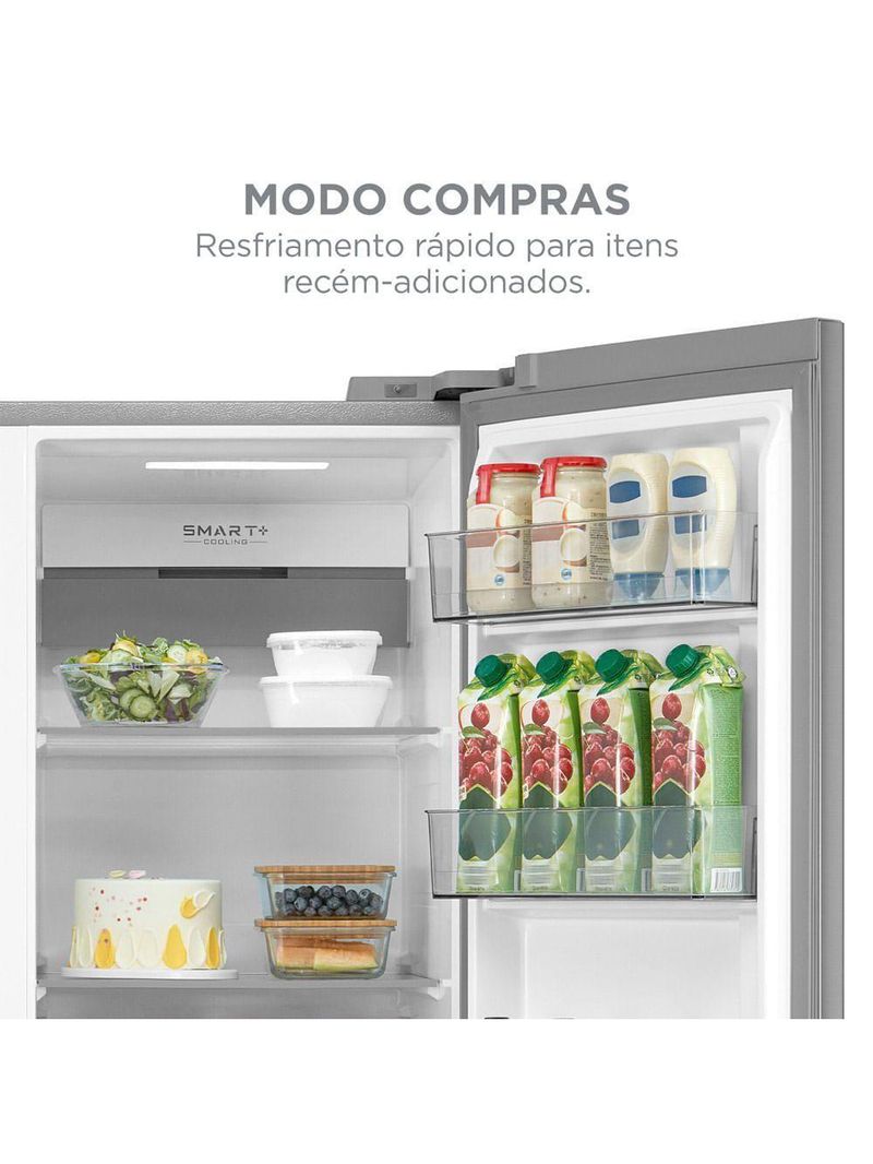 Geladeira Midea Side By Side Dispenser água E Gelo Inverter Inox 570L MDRS761MYD461 110V