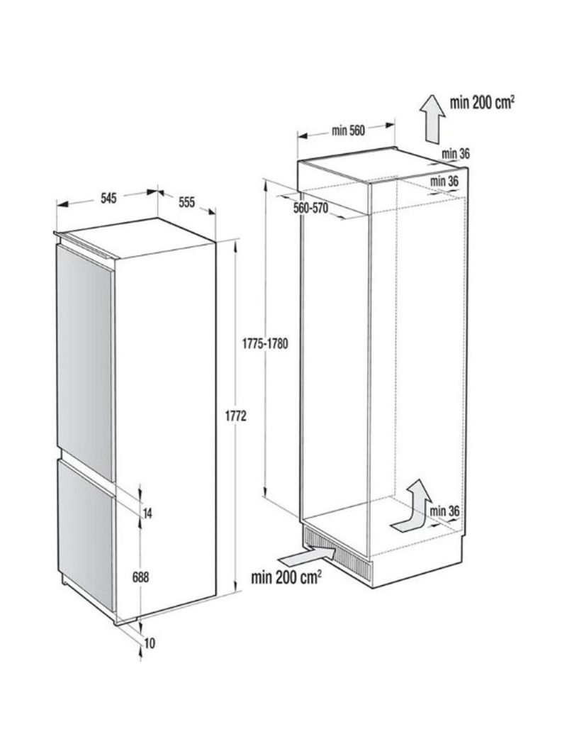 Refrigerador de Embutir Gorenje Bottom Freezer 269L NRKI5182A2 220V