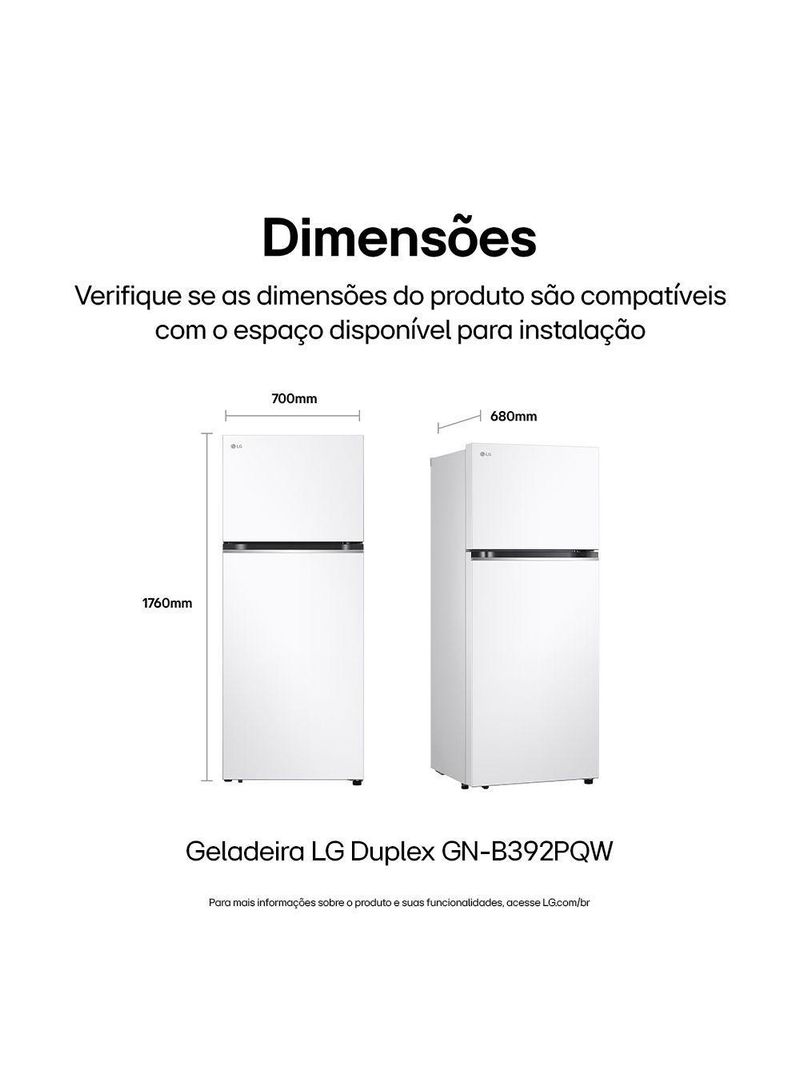 Geladeira LG Frost Free Inverter 395L Duplex Branca 110V