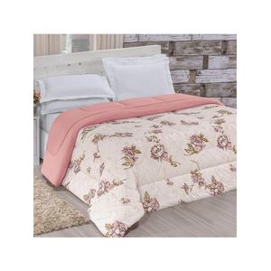 Edredom Casal Queen Quality Estampado Dupla Face 100% Algodão Fio Penteado 1 Peça - Rosê