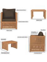Mesa E 3 Poltronas Madri Corda Náutica Estofado 9 Trama Terra Cota
