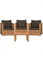 Mesa E 3 Poltronas Madri Corda Náutica Estofado 9 Trama Terra Cota