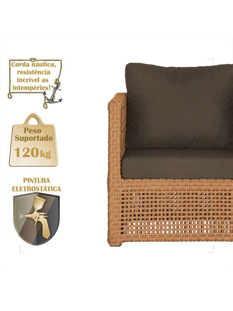 Mesa E 3 Poltronas Madri Corda Náutica Estofado 9 Trama Terra Cota