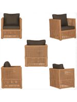 Mesa E 3 Poltronas Madri Corda Náutica Estofado 9 Trama Terra Cota