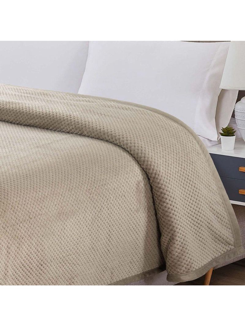 Cobertor Casa Scarpa Poppy Queen Manta Ultrasoft Alto Relevo Super Macia - Bege