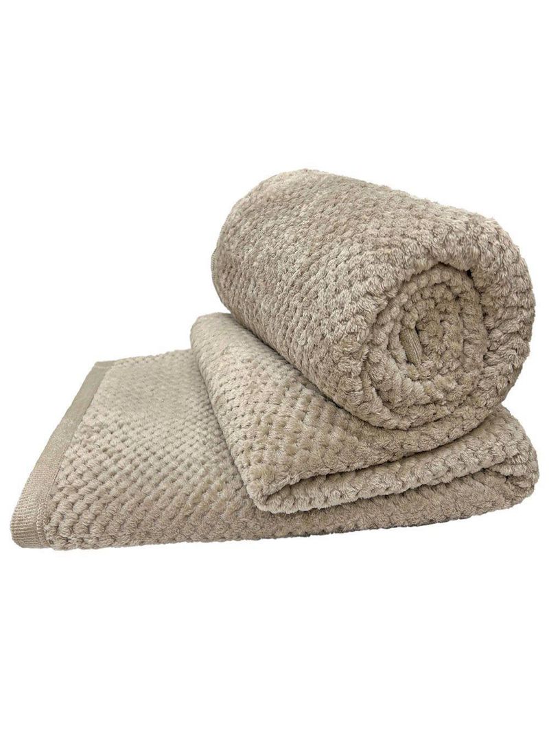 Cobertor Casa Scarpa Poppy Queen Manta Ultrasoft Alto Relevo Super Macia - Bege