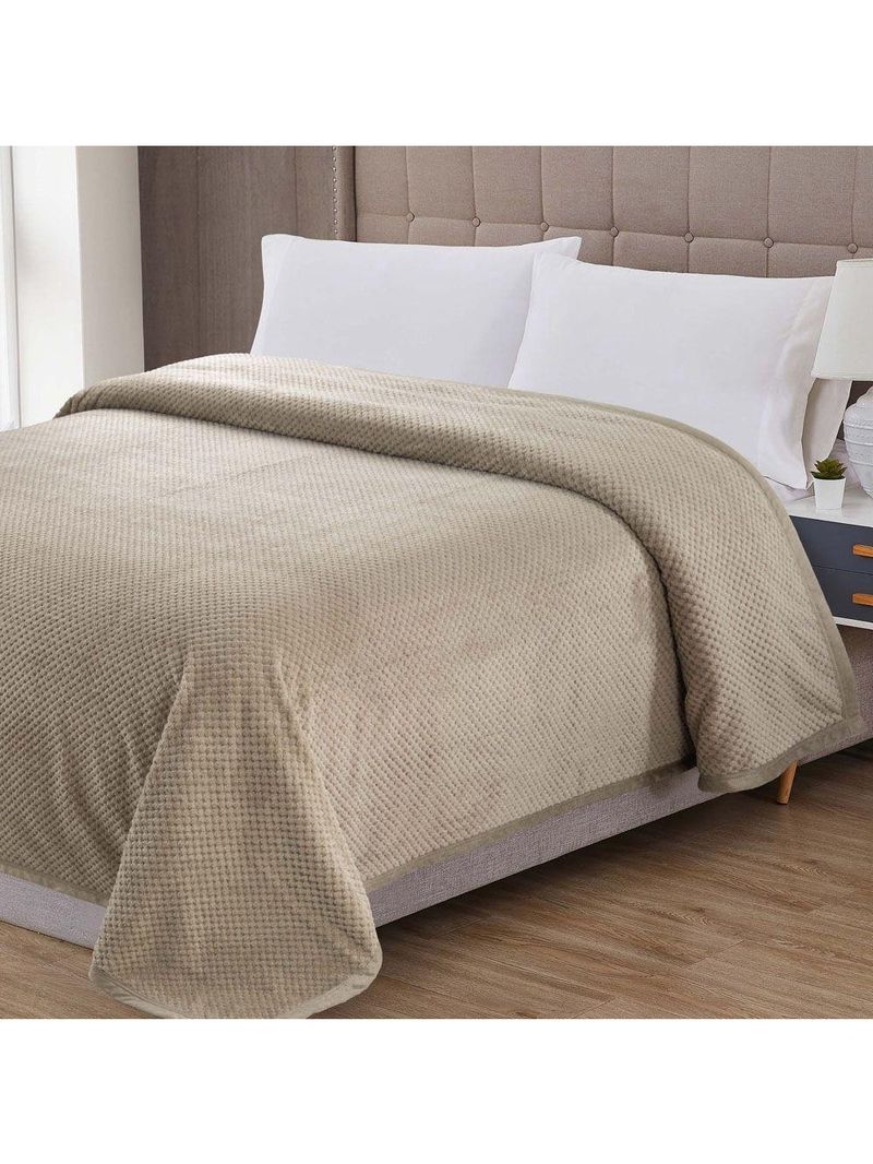 Cobertor Casa Scarpa Poppy Queen Manta Ultrasoft Alto Relevo Super Macia - Bege