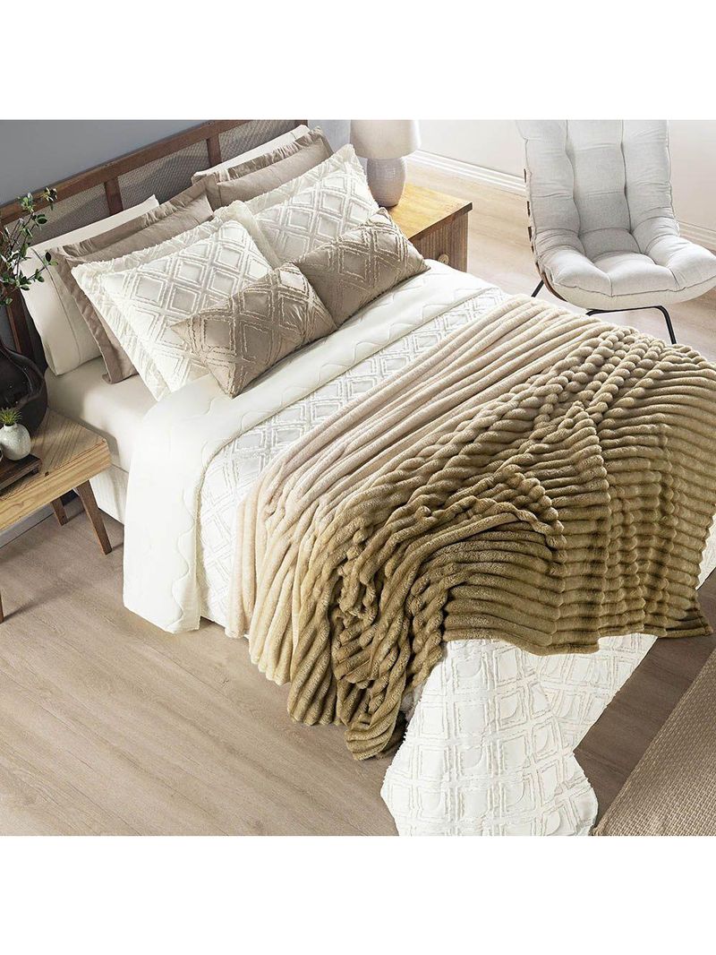 Cobertor Galaxy Queen Manta Ultrasoft  - Gold - Bege