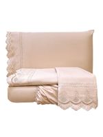 Jogo Cama Lençol Loren Queen Bordado Inglês Micro Percal 300 Fios 4 Peças - Rosê