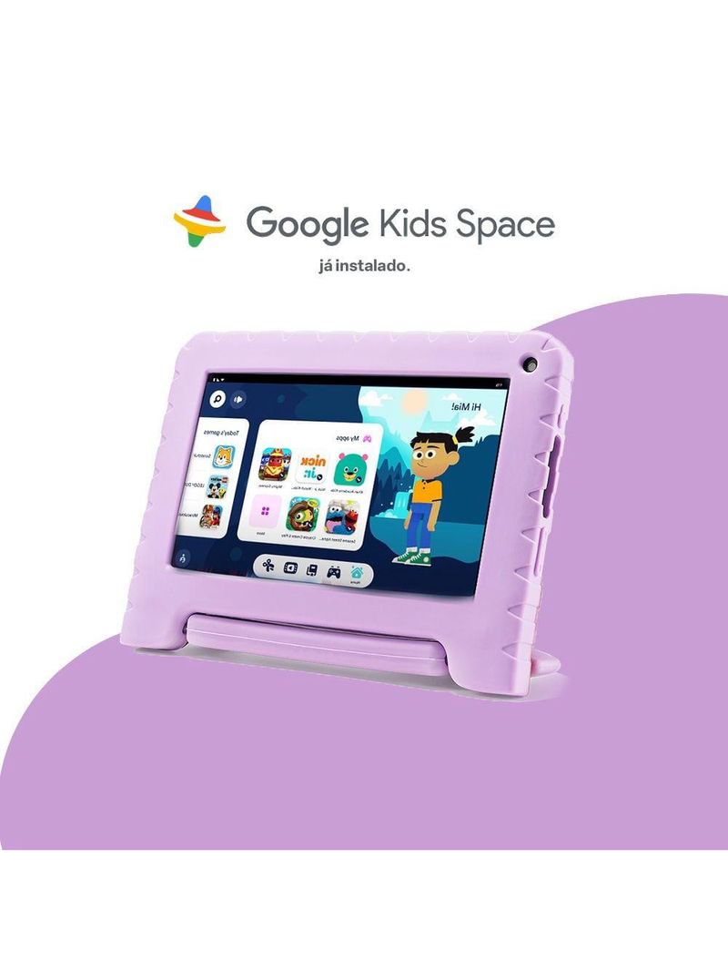 Tablet infantil frozen ii com controle parental 4gb ram + 64gb + tela 7 pol + case + wi-fi + android 13 + quad core multi - nb416