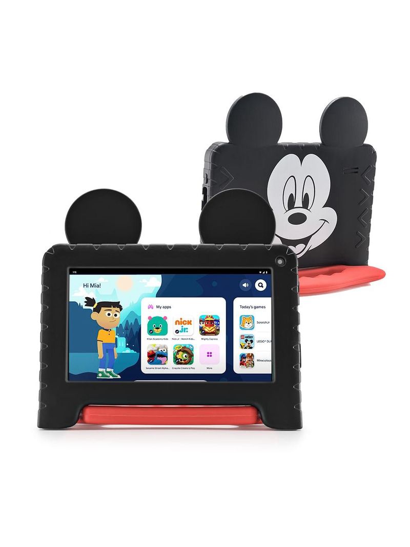 Tablet infantil mickey com controle parental 4gb ram + 64gb + 7 pol + case + wi-fi + android 13 + quad core multi - nb413
