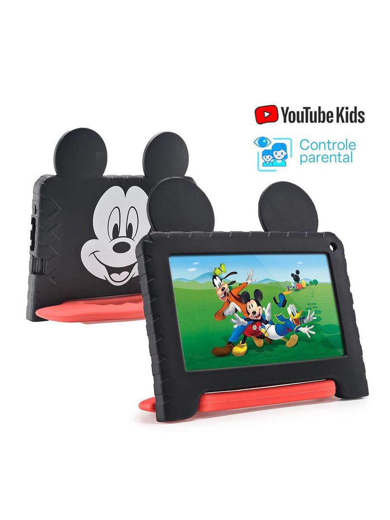 Tablet infantil mickey com controle parental 4gb ram + 64gb + 7 pol + case + wi-fi + android 13 + quad core multi - nb413