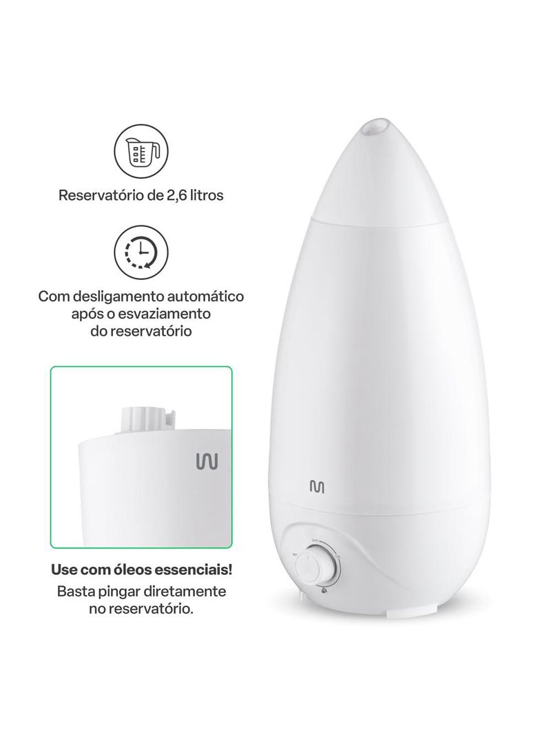 Umidificador de ar easy air 2,6 l bivolt automático multi saúde - hc118