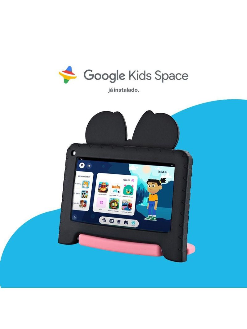 Tablet infantil minnie com controle parental 4gb ram + 64gb + tela 7 pol + case + wi-fi + android 13 + quad core multi - nb414