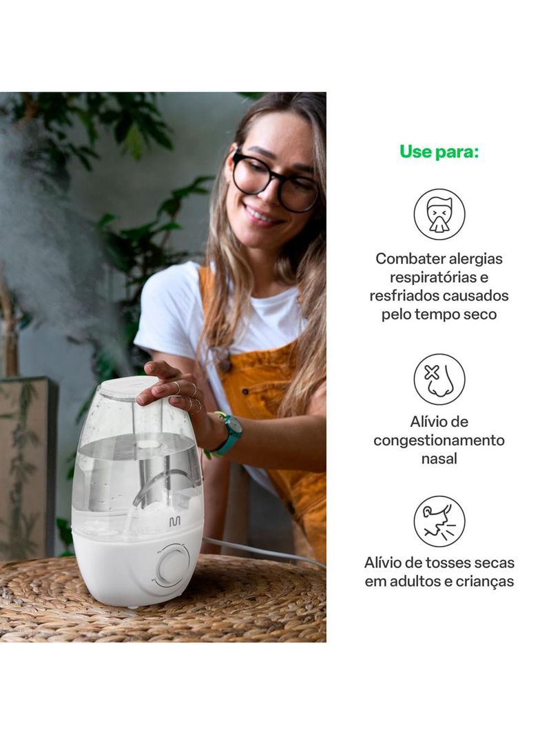 Umidificador de ar clear tank 2,1litros - bivolt automático multi saúde - hc210